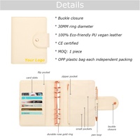 Femmes 9 couleurs en relief doux galet Grain cuir or Rose A6 planificateur financier argent portefeuille Budget liant bureau feuilles mobiles