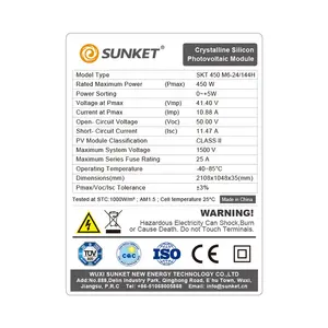 Fabricant chinois Mono 144 cellules 500 watts panneau solaire pv 450W module pv bon prix d'usine avec certificat CE TUV