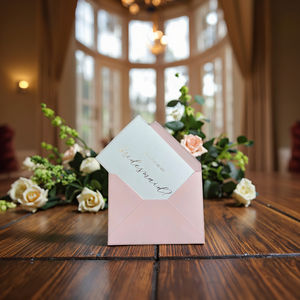 Carte de visite personnalisée en feuille d'or rose, invitation de mariage de luxe, enveloppe en kraft, rose pour carte, carte de remerciement, <span class=keywords><strong>impression</strong></span> de carte postale - Product Image 1