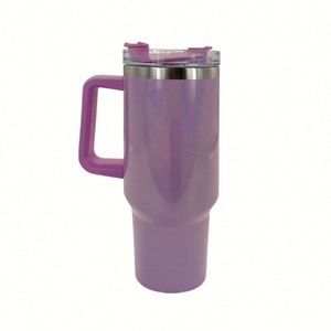 Gobelet de voyage isotherme réutilisable en acier inoxydable à double paroi de 40 oz, tasse à café pour voiture avec poignée et couvercle à paille - Product Image 1