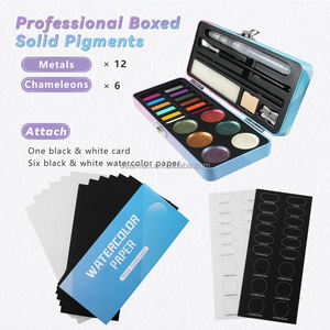 Nueva llegada 18 colores portátil brillo pleocromático sólido acuarela caja de lata conjunto pintura agua colores uñas belleza - Product Image 2