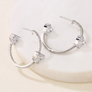 ต่างหู RAKOL รุ่น EP2996 ดีไซน์ใหม่ หรูหรา แฟชั่นสำหรับผู้หญิง ต่างหูเพชร CZ ขายส่ง ต่างหูห่วงประดับพลอยหลากสี รูปหัวใจ สำหรับเจ้าสาว งานแต่งงาน - Product Image 3