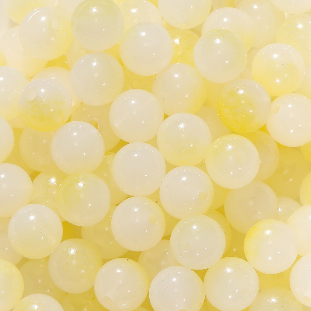 Perles de verre 8mm - blanches et jaunes