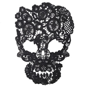 スカル刺繍生地パッチDIYレースアップリケアクセサリー水溶性レース3D中空パッチ - Product Image 6