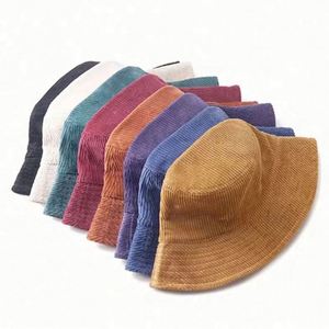 Korean Solid Color Blank Plain Outdoor Winter Warm Sunscreen Unisex Corduroy Reversible Fisherman Cap Bucket Hat - Product Image 2