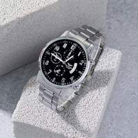 Ensemble cadeau de luxe promotionnel 4 pièces pour homme, nouvelle tendance estivale, montre plaquée argent, bracelet, collier, bague, logo personnalisé, fait main