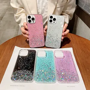 Hot Fashion Bling Starry Sky Phone Protection Pink White Colors TPU Phone Case para iPhone Samsung Xiaomi