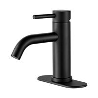 Robinet de lavabo de salle de bain en acier inoxydable 304 noir mat à poignée unique, mitigeur en céramique avec plaque de fixation pour meuble-lavabo et salle de bain de camping-car