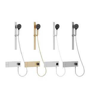 Ultra Thin Wall <b>Mounted</b> Shower Set Brass Valve Rain <b>Spray</b> Dual Function Faucet With Riser Bar And Handheld Showerhead - Product Image 2