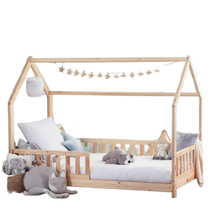 Cama Infantil Moderna en Oferta, Cama <span class=keywords><strong>de</strong></span> Madera con Forma <span class=keywords><strong>de</strong></span> Casa <span class=keywords><strong>de</strong></span> Árbol para Niños, 90 x 190 cm - Product Image 1