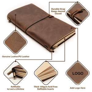 Classic Refillable Printed <b>Leather</b> Journal Travelers Notebook Travel <b>Diary</b> with 2 Inserts Customizable - Product Image 2