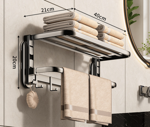 Portasciugamani pieghevole da parete, pratico portaoggetti per il <span class=keywords><strong>bagno</strong></span>, organizer <span class=keywords><strong>salvaspazio</strong></span> per uso domestico e alberghiero - Product Image 1