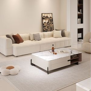 Set di <span class=keywords><strong>Tavolino</strong></span> da Caffè Rettangolare <span class=keywords><strong>Basso</strong></span> e Mobile <span class=keywords><strong>TV</strong></span> in Legno con Piano in Marmo di Lusso Moderno per Soggiorno e Camera da Letto con Cassetti, Design Unico - Product Image 6