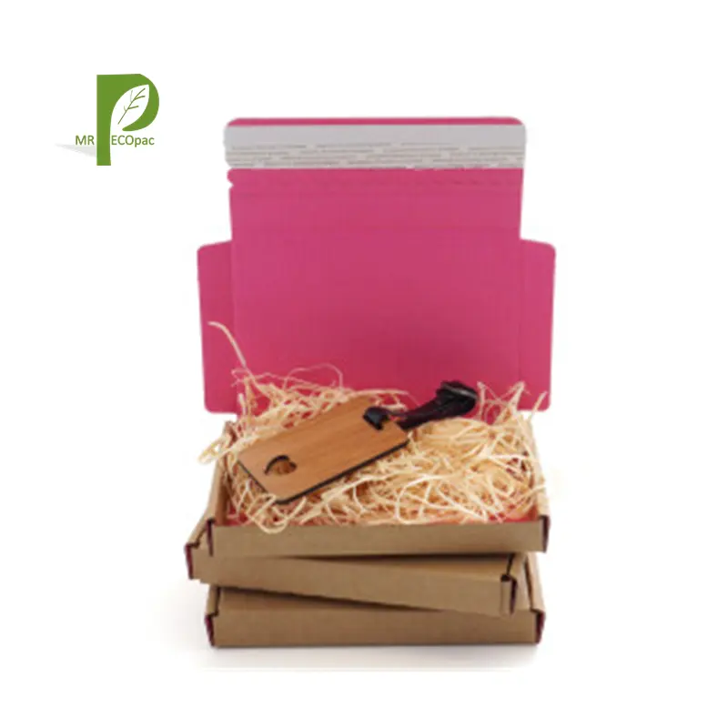 Caixa postal de selo rápido rosa embalagem envio caixa de embalagem com logotipo