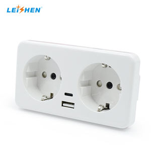 Venta al por mayor Blanco/negro <span class=keywords><strong>de</strong></span> alta calidad 16A 230V enchufes eléctricos Schuko doble 2 Gang USB PD 20W Schuko enchufes <span class=keywords><strong>de</strong></span> pared para tren/metro - Product Image 1