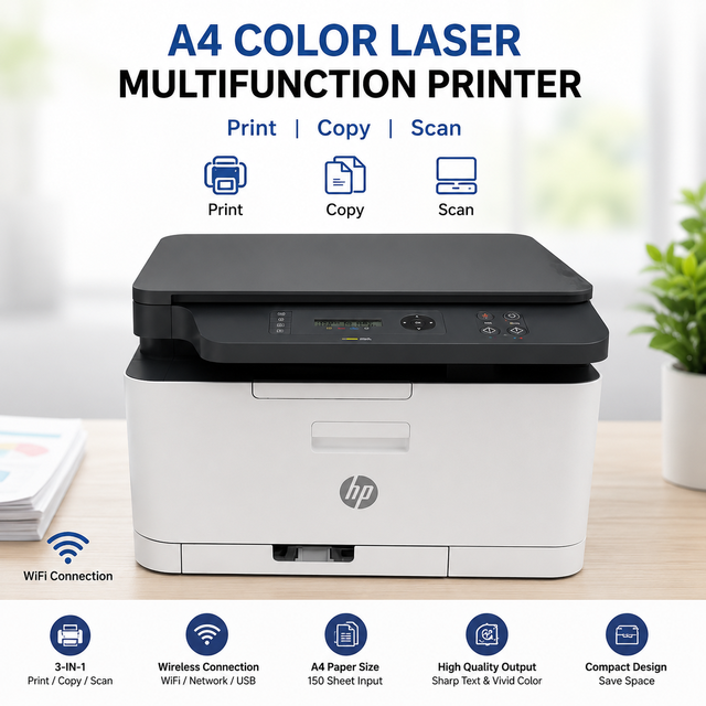 A4 Wireless Color Laser Multifunction Printer Print Copy Scan Office Laser Printer with WiFi Network USB