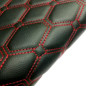 PVC furniture synthetic leather with stitch upholstery for sofa car seat cover making materials