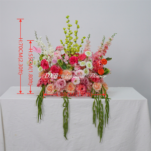 Tapis d'allée de mariage en soie en gros, fleurs artificielles colorées de haute qualité en forme de rose pour la décoration de mariage - Product Image 2