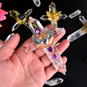Croix en quartz naturel à faire soi-même, croix en cristal de quartz clair pour la guérison - Product Image 1