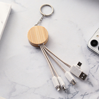 Penjualan langsung dari pabrik bambu dua sampai tiga Gantungan Kunci USB kabel Data tipe-c 5A kabel pengisi daya cepat untuk Android IOS