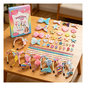Children <b>Headband</b> Art Kit Make Own Fashion Hairbands Mermaid Wings Gems Ribbons Creative Holiday Gift Pack Toy - Product Image 3