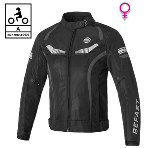 Chaqueta de moto Befast Airtech Lady con certificación CE gris oscuro 3XL - Product Image 1