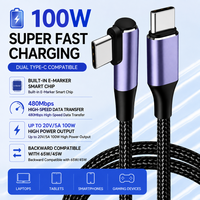 90 °   Cable de Datos Trenzado de Aleación de Aluminio de Doble Curvatura, Curvatura Simple de 90 Grados °   Cable de Datos EMK de 100W Compatible con Teléfono 18 para Juegos