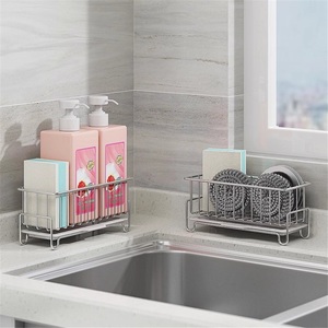 Égouttoir à éponges de cuisine moderne en acier inoxydable 304, étanche et à double niveau, non pliable - Product Image 3