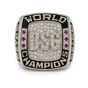 Anillo de Campeones Mundiales BSC, Anillo Deportivo Personalizado de Lujo Chapado en Plata con Piedras de Circonio Cúbico Púrpura - Product Image 1