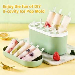 Moldes de Plástico para Helados de 8 Cavidades, Contenedor para Hacer Helados Caseros, Portátil, Seguro para Alimentos, Fácil de Limpiar, para Niños - Product Image 4