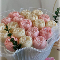 Lilin Aroma Buket Bunga Peony 3D Lilin Kedelai Berbentuk Buket Bunga untuk Hadiah Hari Valentine