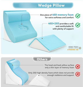 Ensemble de 4 coussins orthopédiques en forme de coin pour dormir, coussin de coin multi-usages en mousse à mémoire de forme pour la chirurgie, avec parties du corps en mousse à mémoire de forme - Product Image 5