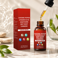 Complément Alimentaire Pur en Gouttes de Poivre de Cayenne 60ml avec Vitamines K2 D3, Aubépine et Betterave, Marque Privée Personnalisée, Vente Directe Usine OEM ODM