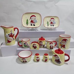 El yapımı ve handpainted seramik kabartmalı noel baba mutfak aleti tutucu - Product Image 5