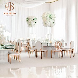 Vente en gros, prix bon marché, meubles de <span class=keywords><strong>salle</strong></span> à manger de Banquet de fête moderne en acier inoxydable, Center doré, gâteau circulaire rond, Table de mariage - Product Image 6