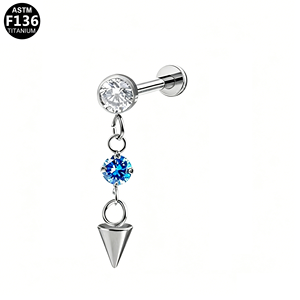 Boucles d'oreilles clous coniques pointus <span class=keywords><strong>en</strong></span> alliage de titane F136 incrustées de zircon, bijoux de <span class=keywords><strong>piercing</strong></span> brillants pour lèvres et labret, unisexe - Product Image 5