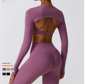 Completo Yoga 3 Pezzi Stile Europeo-Americano, Aderente, Solido, Effetto Seconda Pelle, Asciugatura Rapida, Vita Alta Elastica, Autunno Inverno - Product Image 3