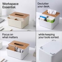 Boîte à mouchoirs multifonctionnelle avec séparateurs, organisateur de bureau et distributeur de serviettes pour le bureau, la maison et la cuisine