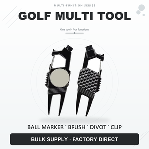 Outil de réparation de divots de golf magnétique avec marqueur de balle, nettoyeur de rainures, brosse et mousqueton à 2 dents - Product Image 1