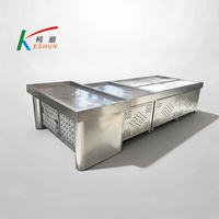 Table de travail robuste en acier inoxydable pour la viande et le poisson frais, étanche, antirouille, pour présentation de fruits de mer en supermarché, taille personnalisée