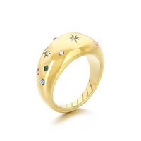 Bague en acier inoxydable à la mode avec diamants, style froid, géométrie circulaire, électroplaquée, bijoux pour femmes, vente en gros