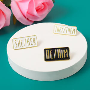 Gran oferta, broche en blanco y negro, ella, él, ellos, Pin de solapa, insignia de Metal, alfileres de esmalte rectangulares personalizados, joyería - Product Image 5