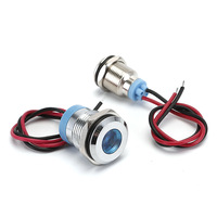 Lampe pilote LED métallique étanche IP65 à montage sur panneau, pré-câblée, en acier inoxydable et laiton, 12V 24V 220V, pour signalisation
