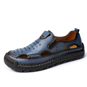 Handgefertigte Genähte Strand-Sandalen für Herren aus Echtem Leder mit Gummisohle und Geschlossener Zehenpartie - Product Image 3