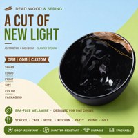 Fabricant OEM ODM en gros – Bol de vaisselle en mélamine noir brillant, tasse à sauce pour pique-nique, résistant aux chutes, empilable