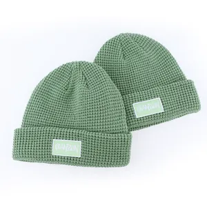 Gorro de diseño personalizado con logotipo personalizado, gorro de punto a granel, gorro de punto de gofres