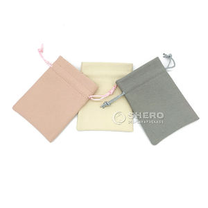 Bolsas de regalo de terciopelo de microfibra rosa y gris Cinta Logotipo personalizado Saco de joyería Bolsas de embalaje de cosméticos - Product Image 2