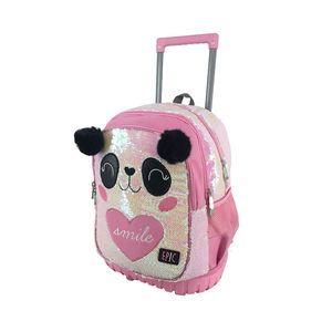 2023 nuevo diseño niñas lindo Panda Rosa brillo lentejuelas <span class=keywords><strong>mochila</strong></span> carro <span class=keywords><strong>mochila</strong></span> escolar <span class=keywords><strong>con</strong></span> <span class=keywords><strong>ruedas</strong></span> - Product Image 2