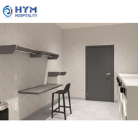 Lit sur mesure robuste et portable en chêne MDF, cuir écologique, réglable, tailles double et twin, pour chambre d'hôtel 3-5 étoiles