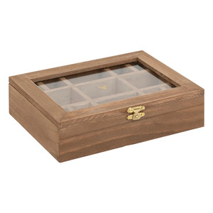 Boîte à bijoux florale en MDF/bois/verre 20,5x5,3 H 15 cm naturel - Product Image 1